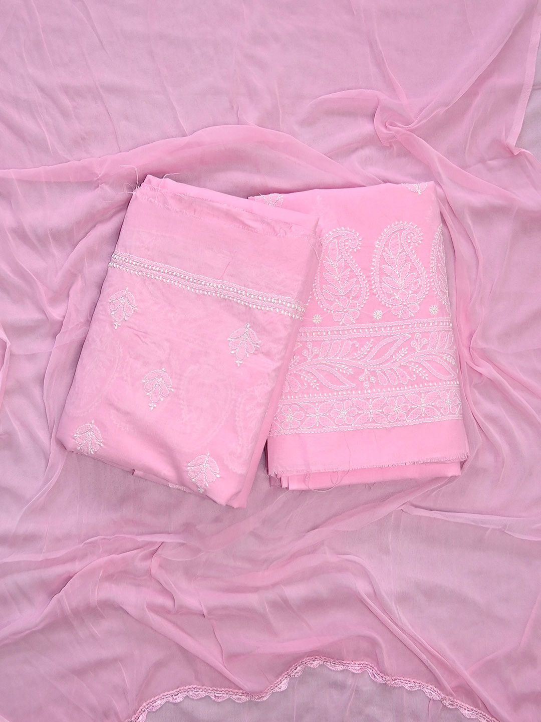 Seva Chikan Embroidered Unstitched Dress Material