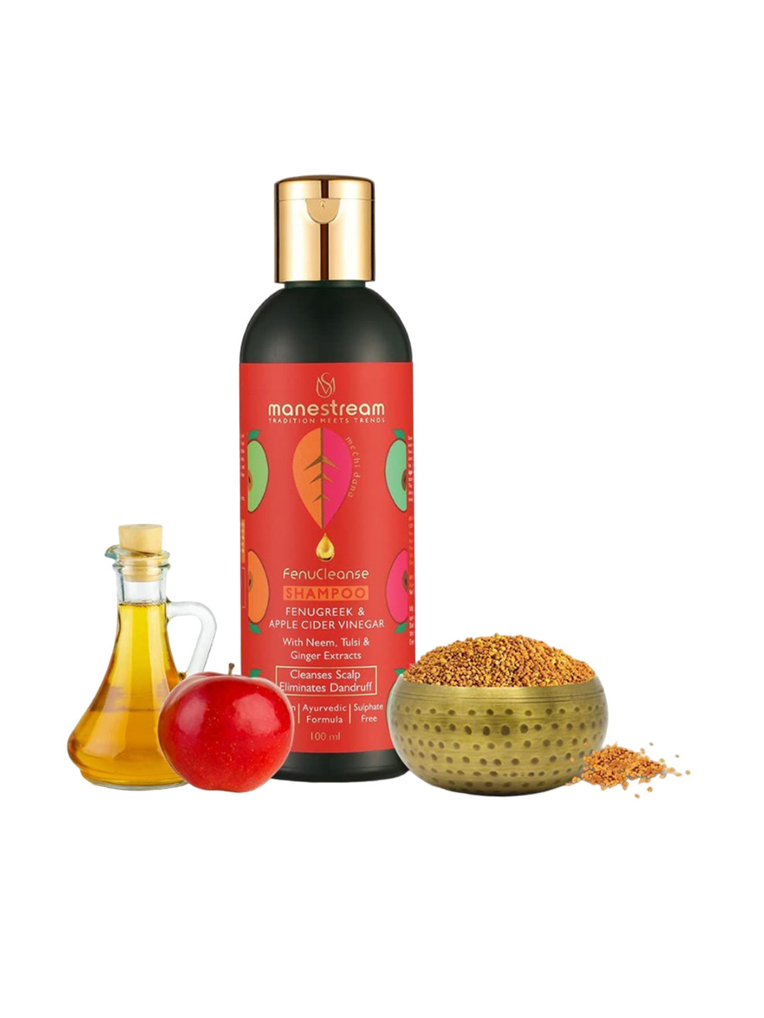Manestream Fenucleanse Ayurvedic Anti Dandruff Shampoo with Apple Cider Vinegar-100ml