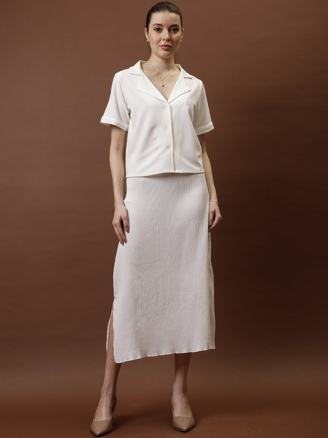 Athena A-Line Pleated Midi Skirt