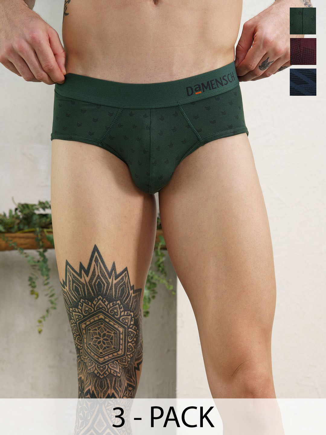 DaMENSCH Deo-Soft Printed Premium Egyptian Cotton-Modal Blend Briefs Gift Box