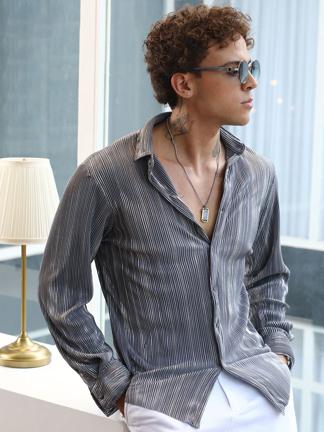 CAHOOT Men Comfort Spread Collar Striped Casual Shirt