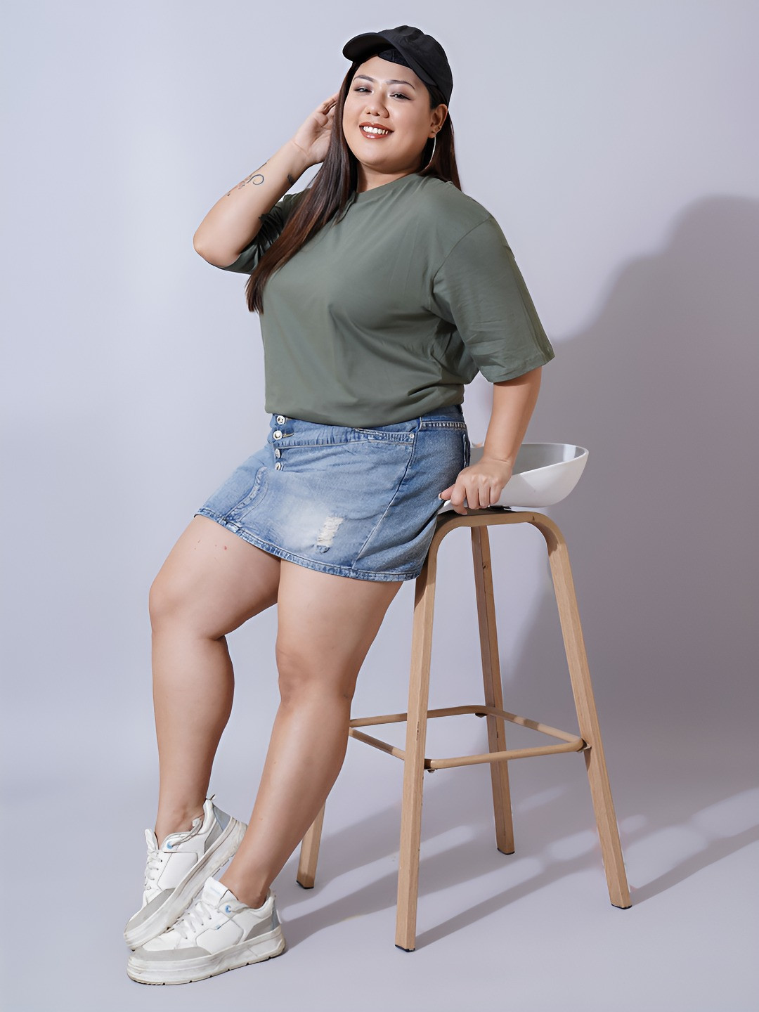 U&F Beyond Women Polo Collar Extended Sleeves  Oversized T-shirt