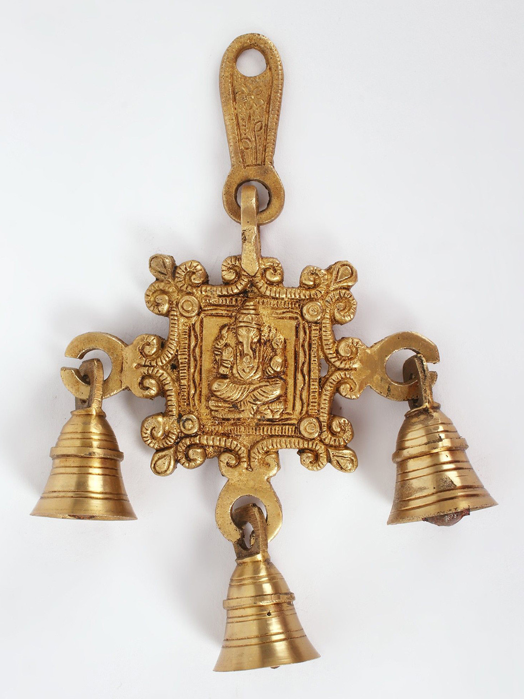 Exotic India Lord Ganesha Wall Hanging Brass Antique Spiritual Wall Decor-9.3In