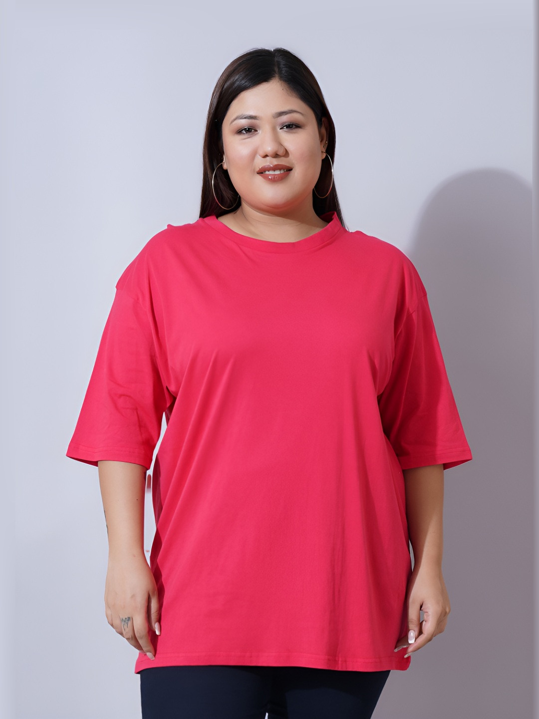 U&F Beyond Women Drop-Shoulder Sleeves Pockets T-shirt