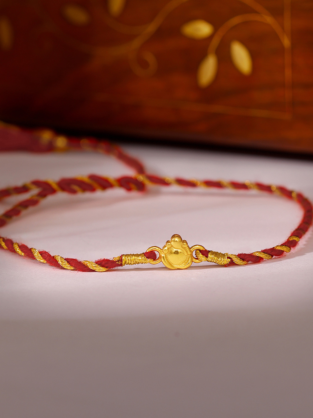 GIVA Men 925 Sterling Silver Gold-Plated & Red Little Lord Ganesh Rakhi & Roli Chawal