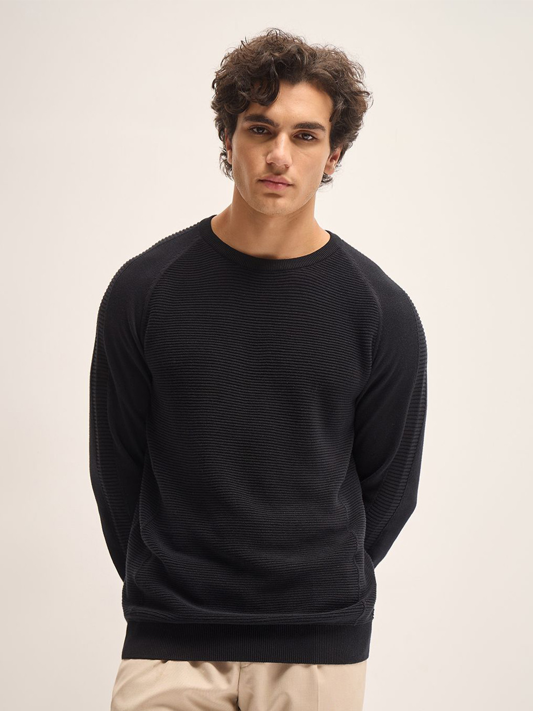 THE BEAR HOUSE Men Raw Edge Relaxed Fit T-shirt