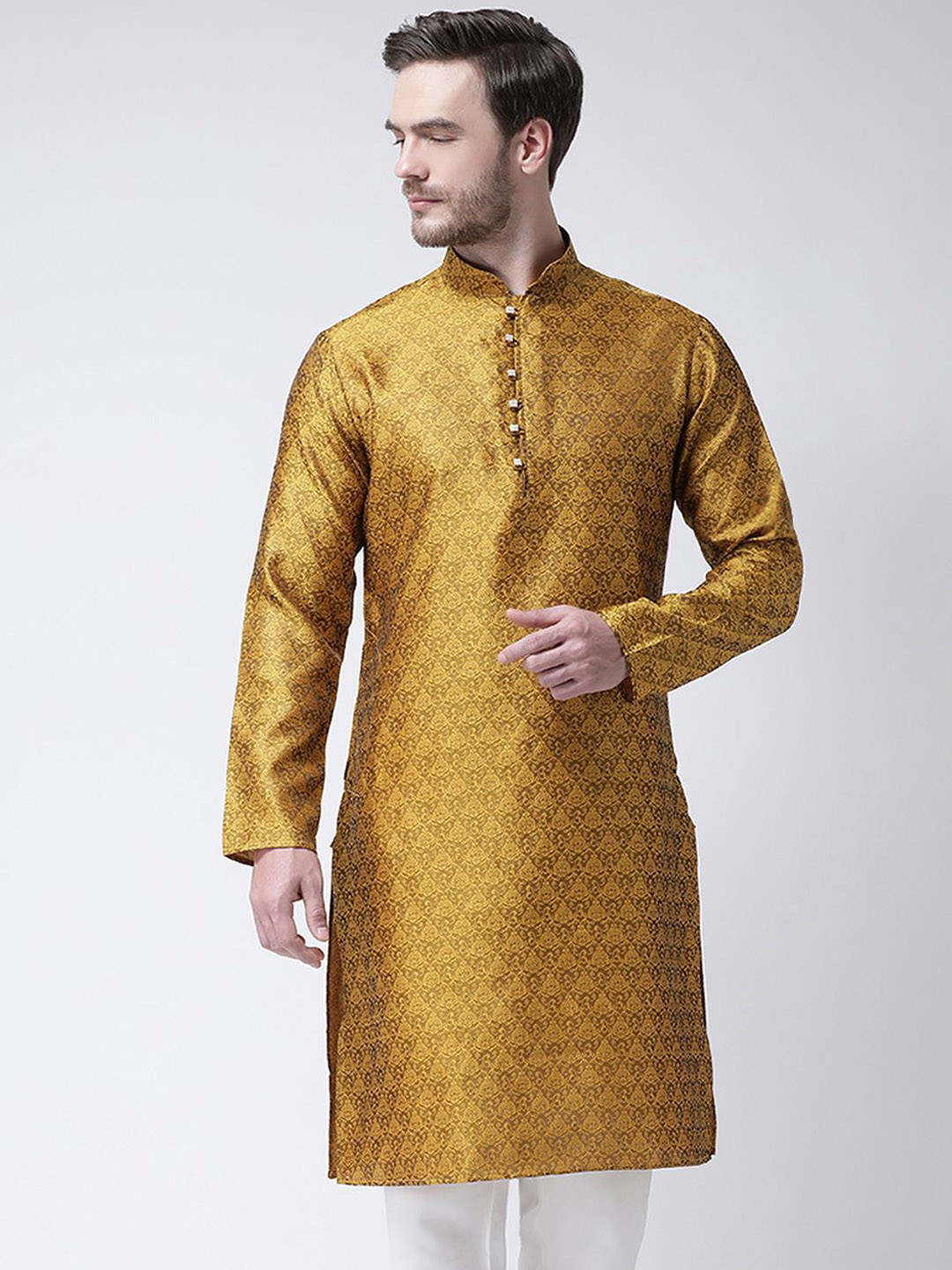 SG LEMAN Men Thread Work Jacquard Kurta