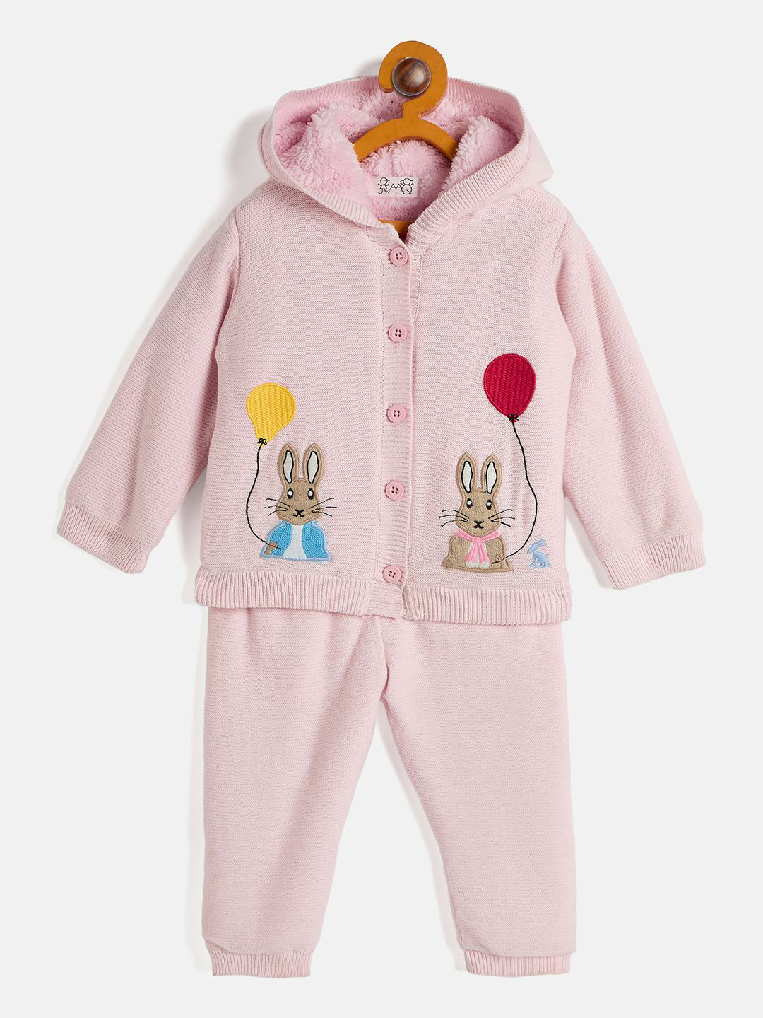 JWAAQ Girls Embroidered Hooded Long Sleeves Sweater with Joggers