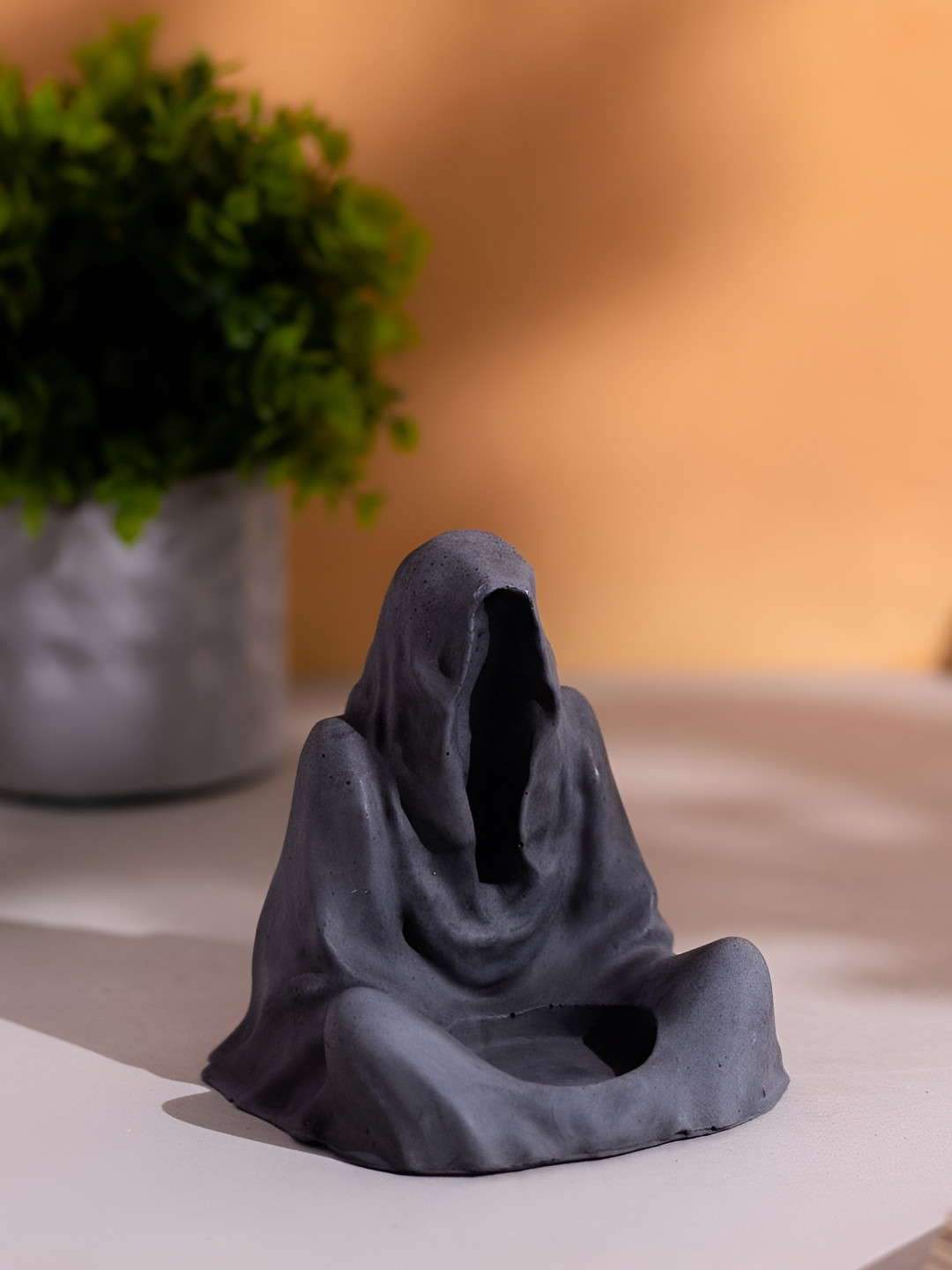 Greyt Monk in a Robe Grey Stoneware Tealight Candle Holder