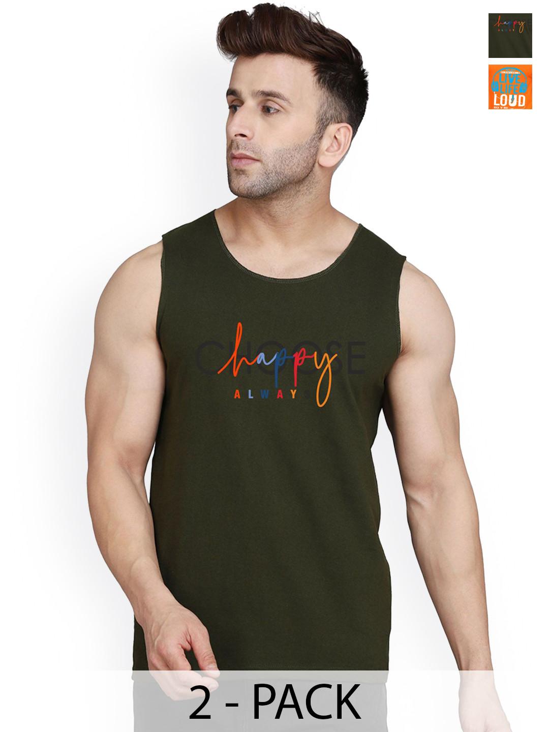 SLOWLORIS Men 2Pcs Sleeveless Innerwear Gym Vests