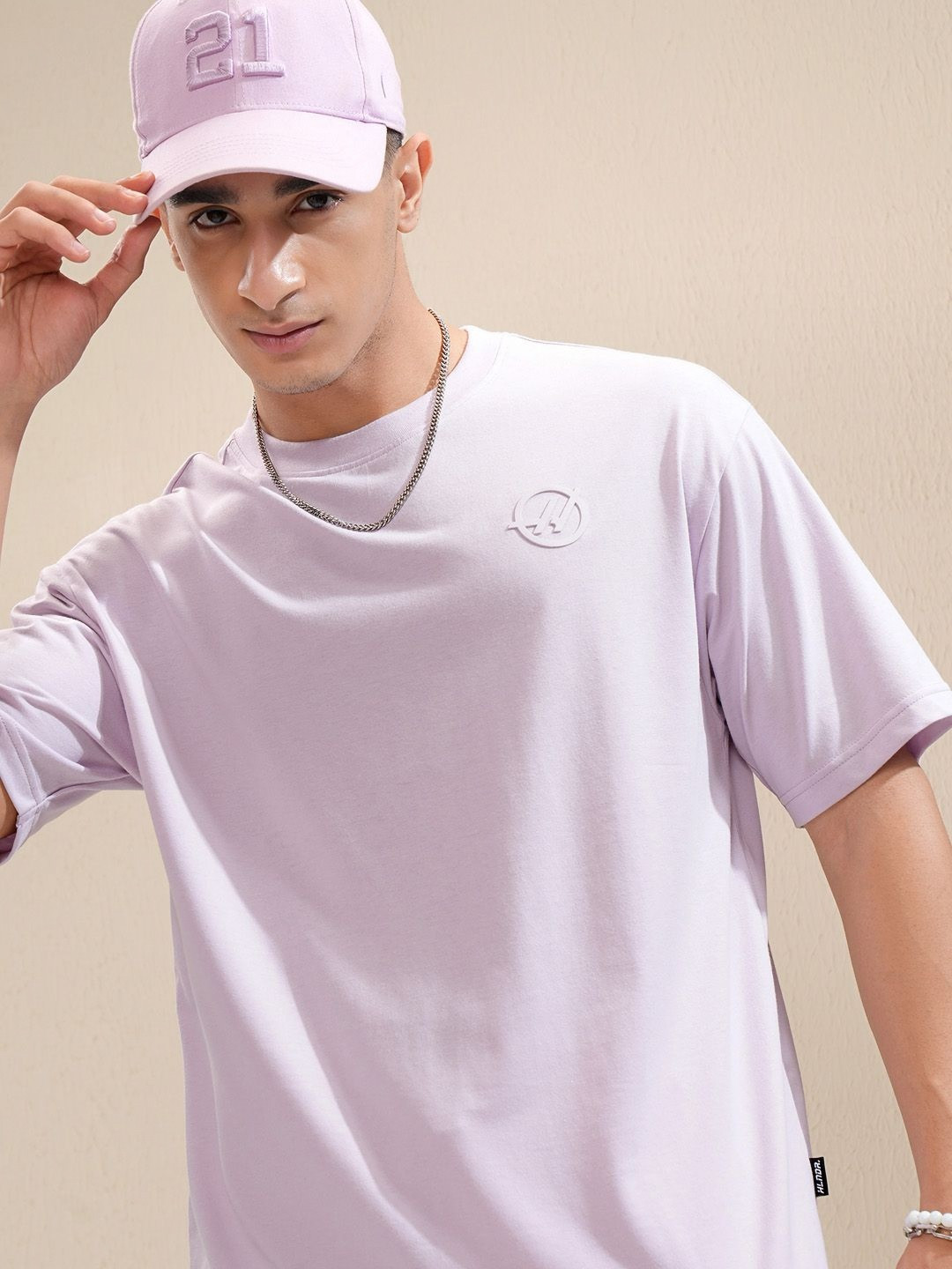 HIGHLANDER Men Round Neck Brand Logo Relaxed Basic Tshirt
