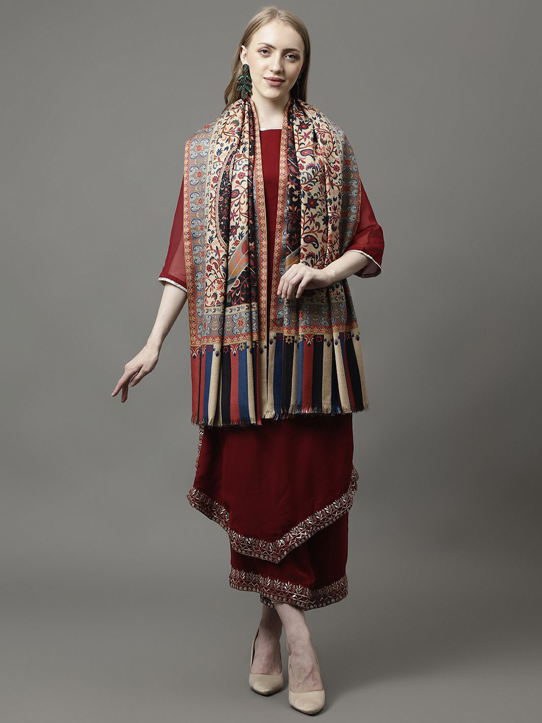 WEAVERS VILLA Women Graphic Digital Printed Winter Shawl