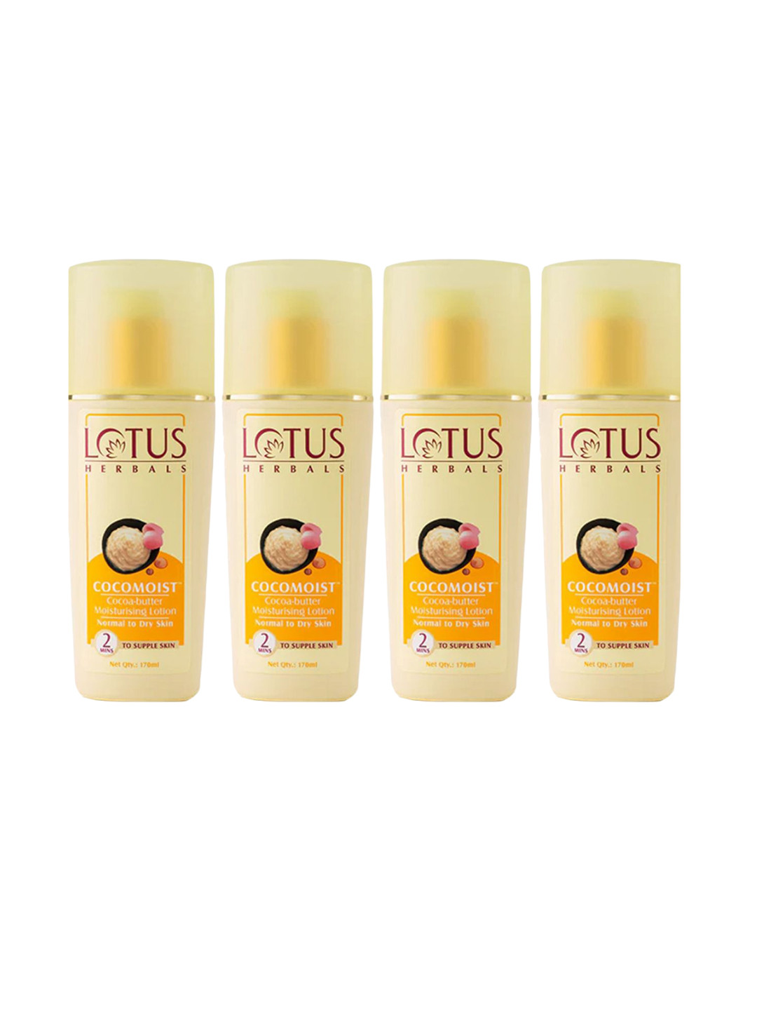 Lotus Herbals Set Of 4 Cocomoist Cocoa Butter Moisturising Lotion-170ml Each