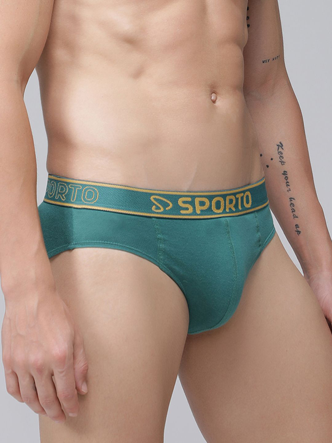 SPORTO Cotton Mid-Rise Basic Briefs SP-BRI-M1010-GR-S-1PC