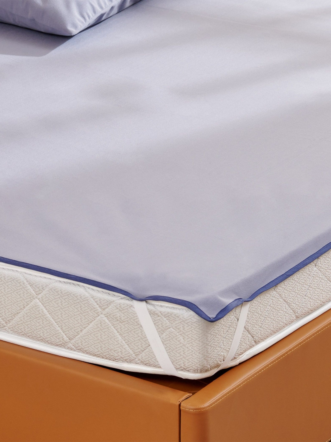 Home Centre Corsica Terry Blue Solid Cotton 130 TC Queen Bedsheet -195 x 150 cm