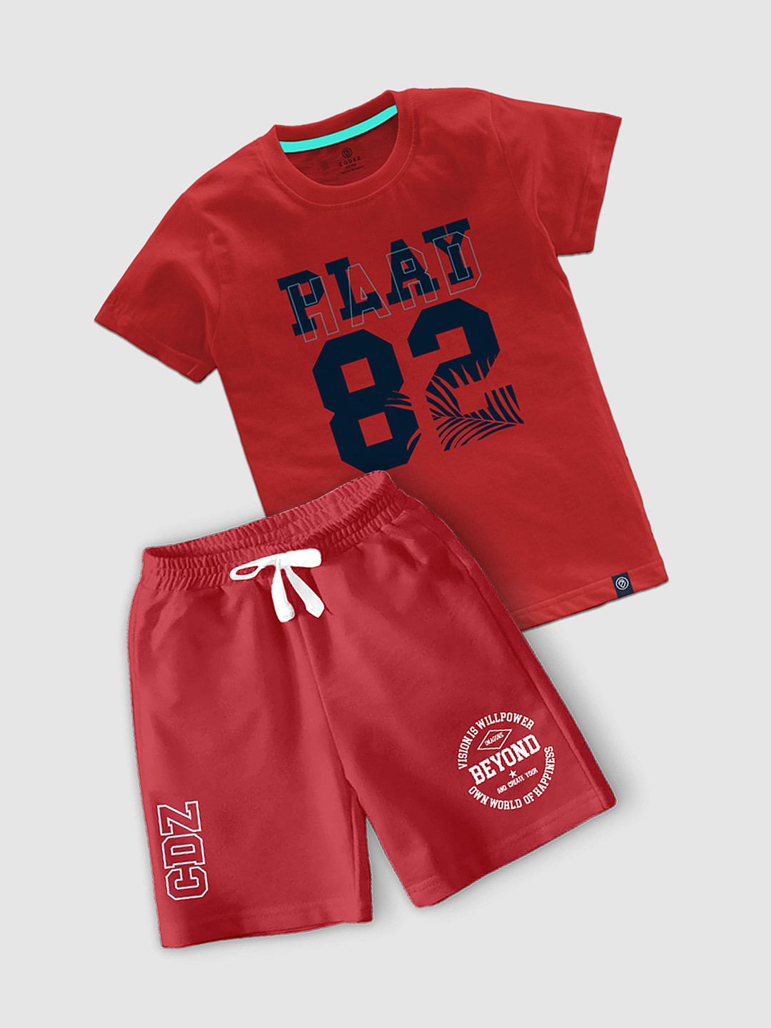 CODEZ Boys Printed Round Neck T-shirt with Shorts