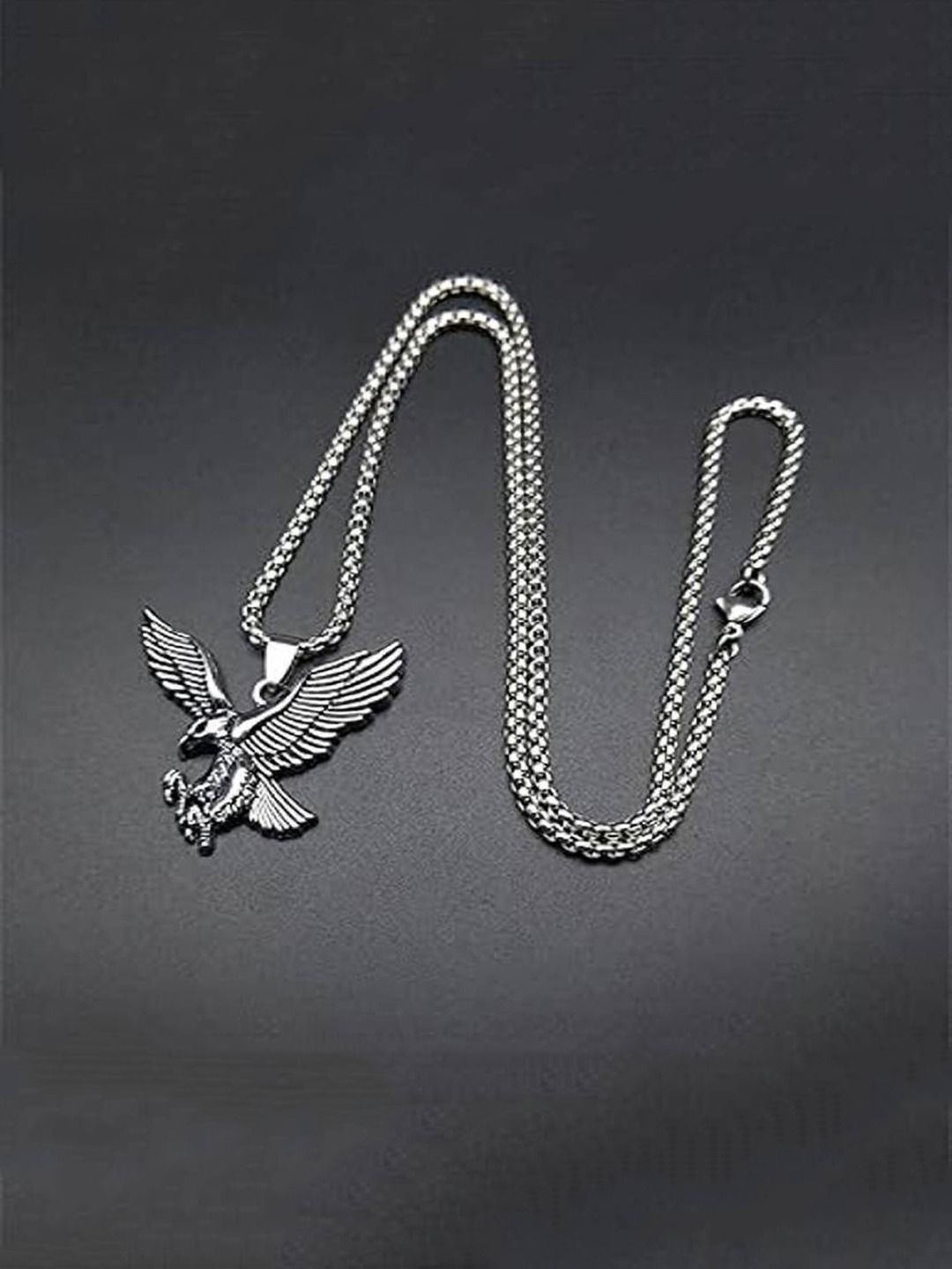 KRENOZ Men Sliver-Plated Stainless Steel Pendant With Chain