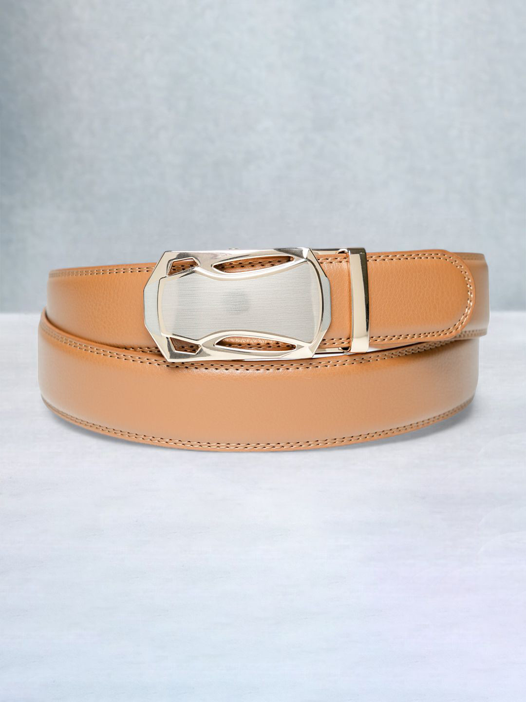 CHOKORE Men Textured Slider Buckle Closure Leather Casual Belt