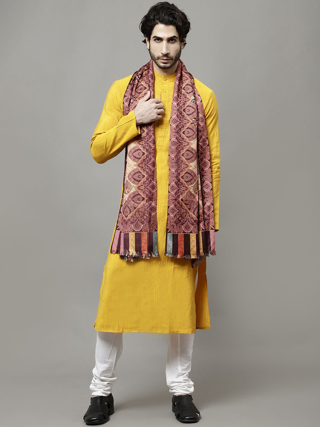 WEAVERS VILLA Men Graphic Digital Printed Winter Shawl