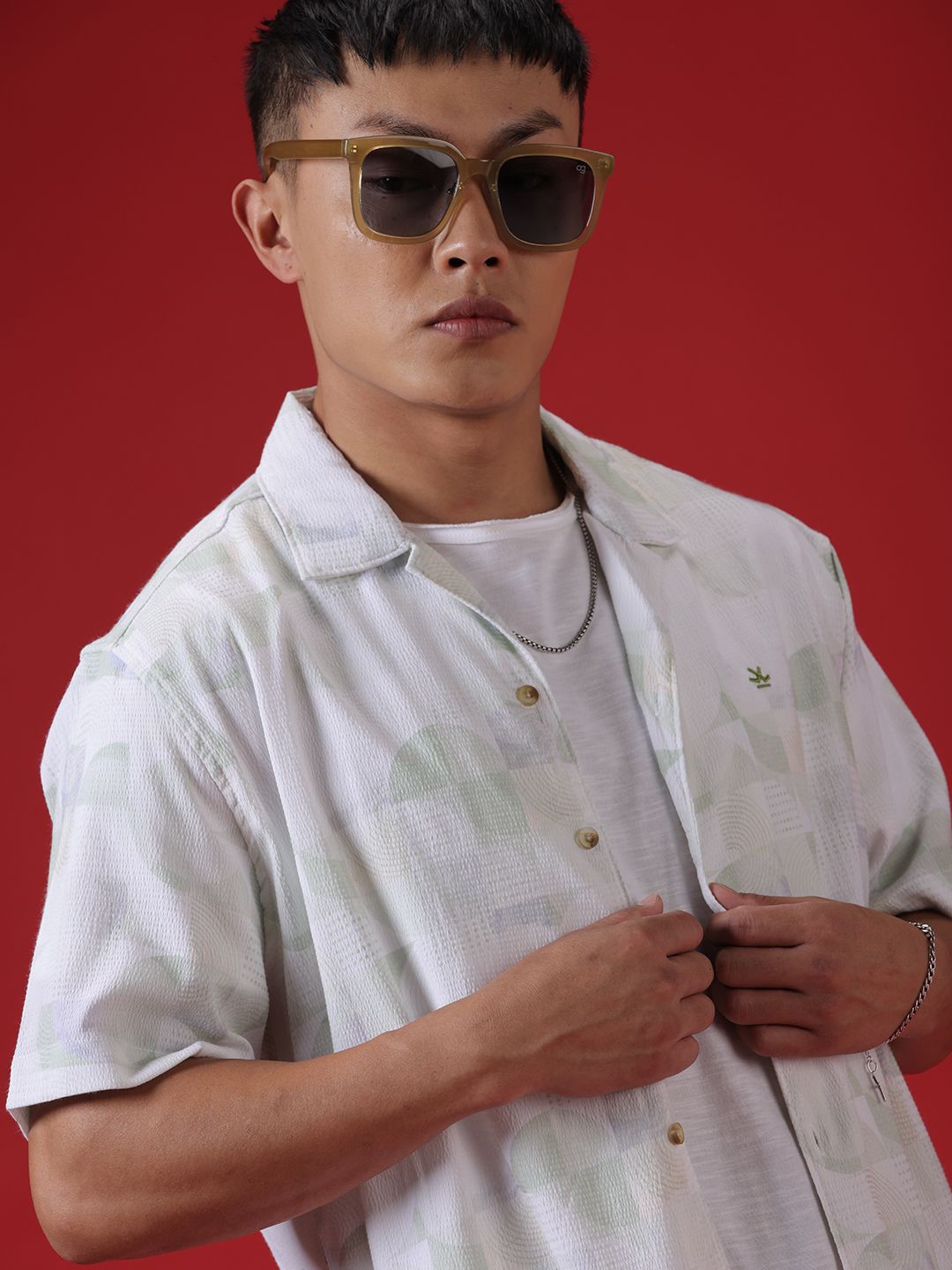 WROGN Men Custom Spread Collar Abstract Printed Polycotton Casual Shirt