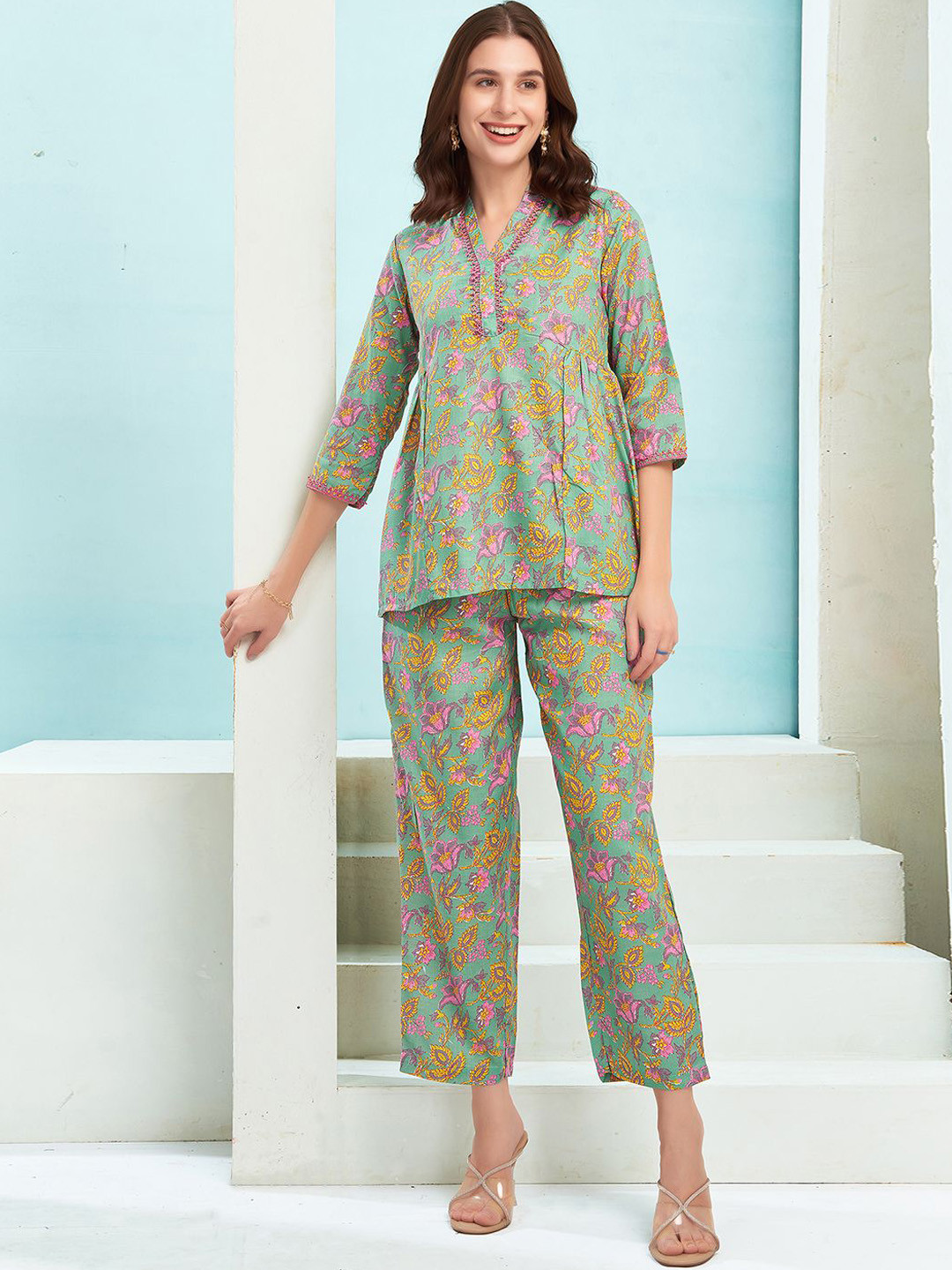 Selvia Printed Top With Trousers Co-Ords