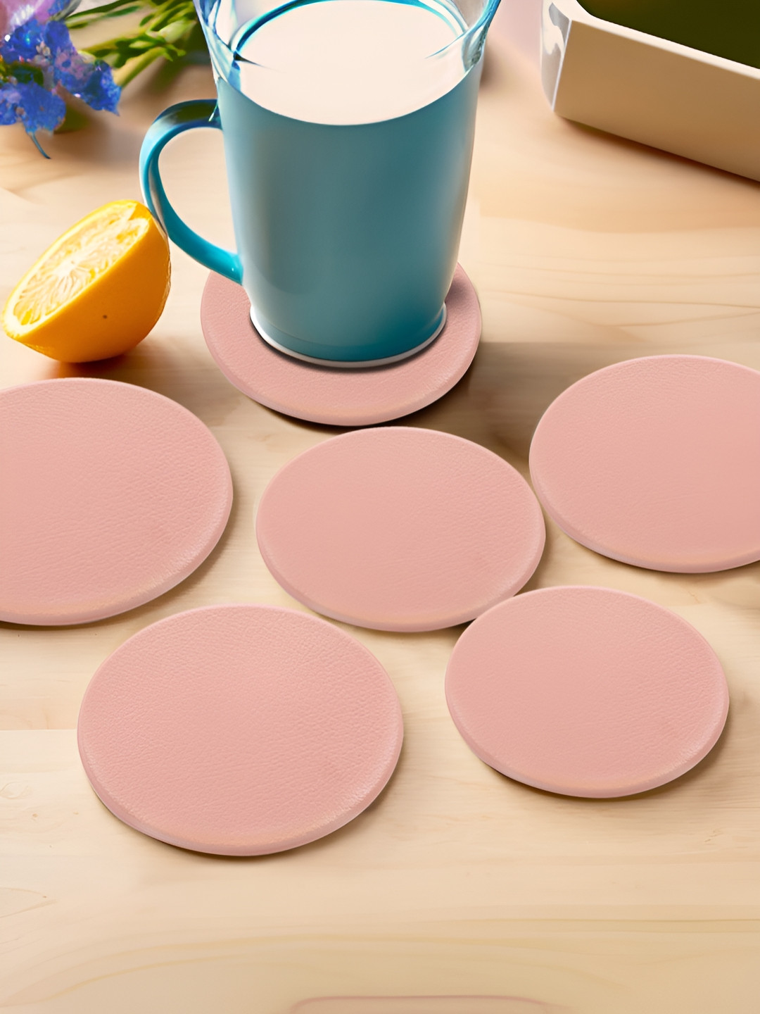 UMAI 6 Pcs Pink Round Silicone Coasters