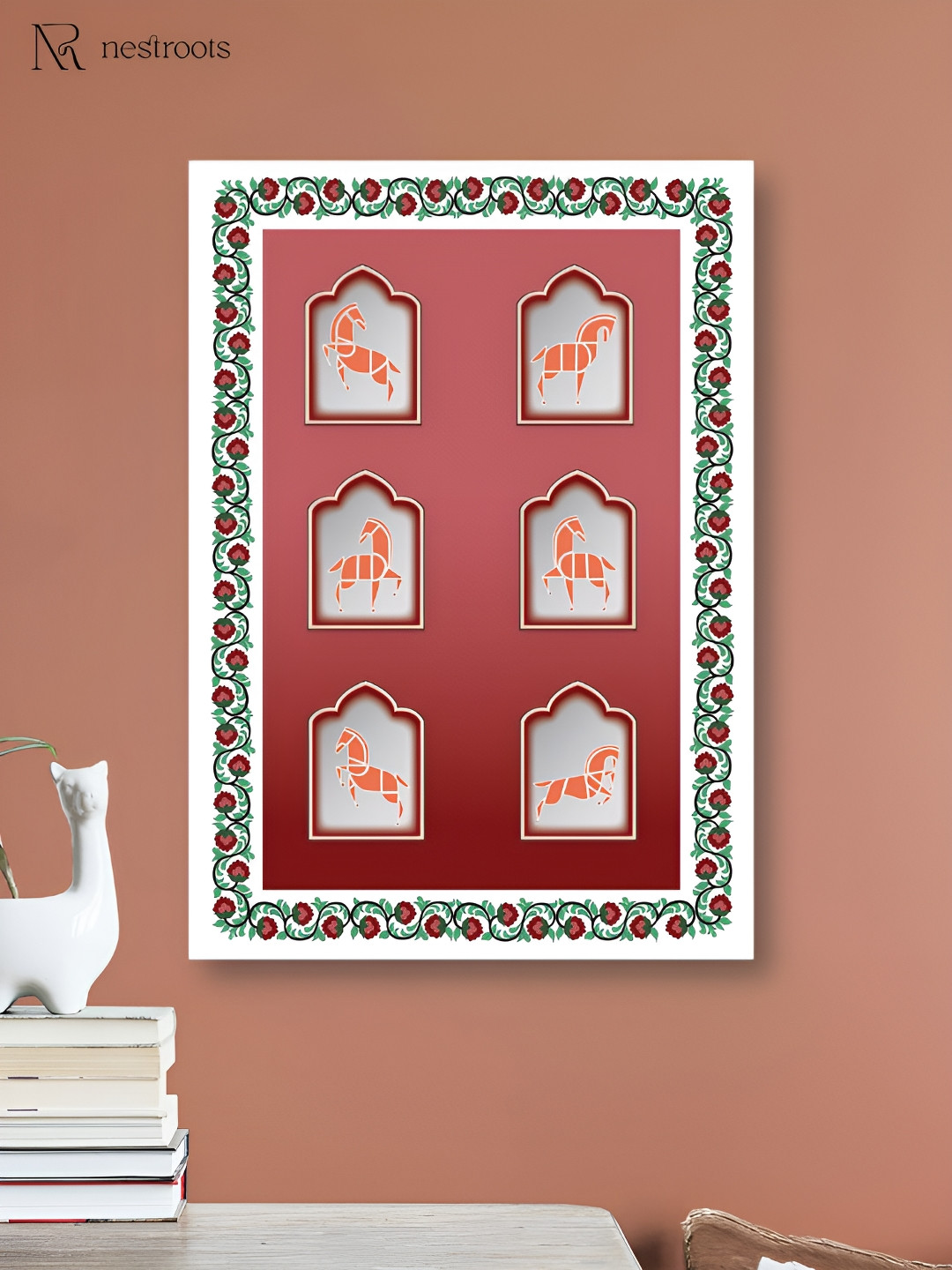 nestroots Maroon Canvas Wall Living Room Rectangle Paintings Wall Art -19.69 x 15.7In