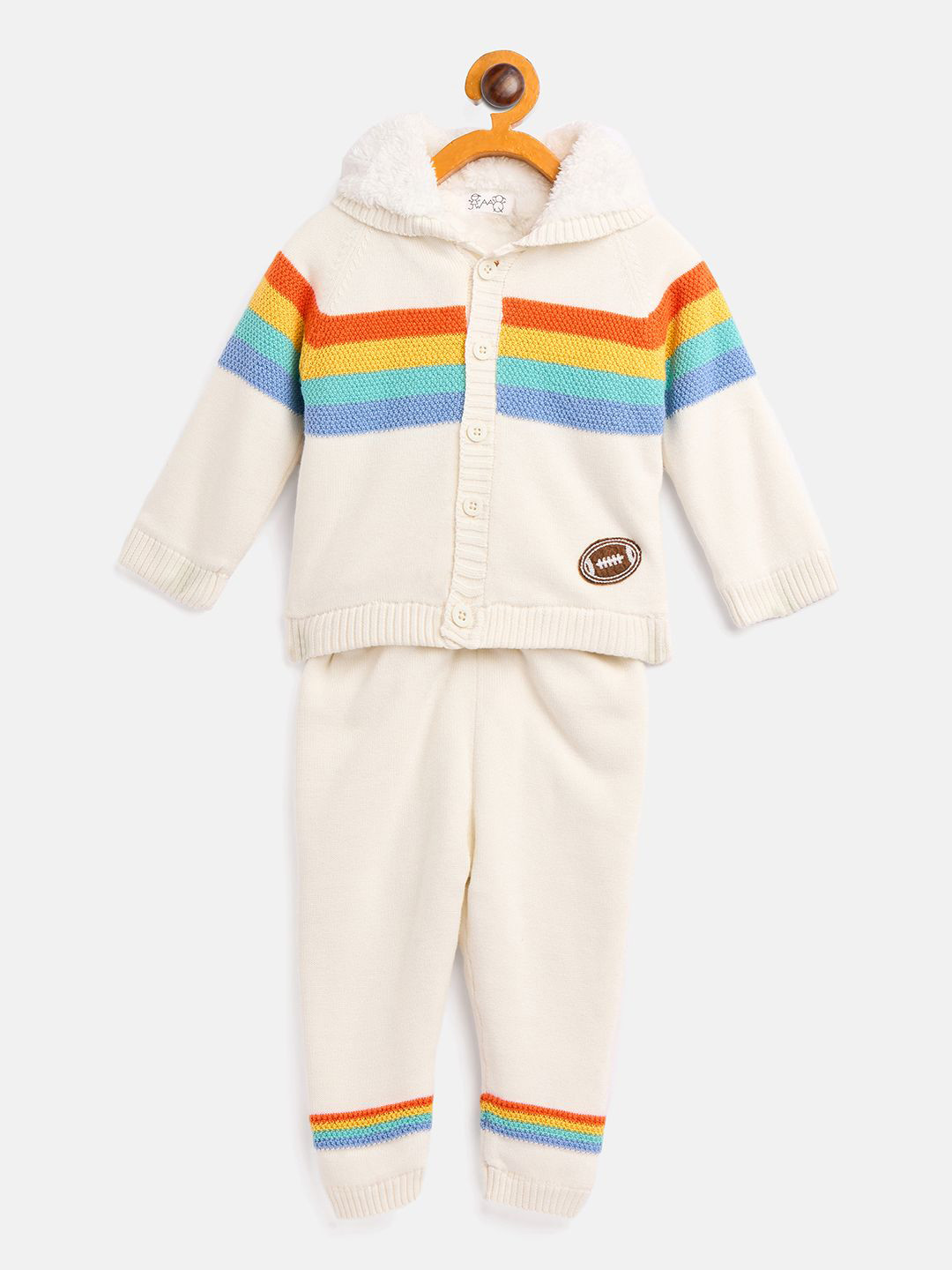 JWAAQ Unisex Striped Hooded Long Sleeves Sweater with Joggers