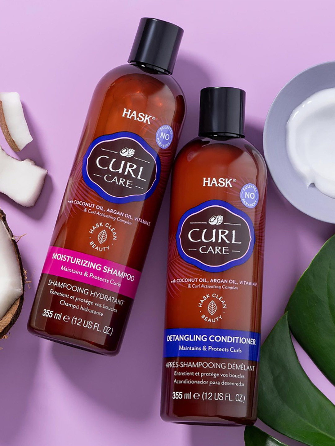 HASK Women's Curl Care Coconut & Argan Oil Moisturizing Shampoo-355ml