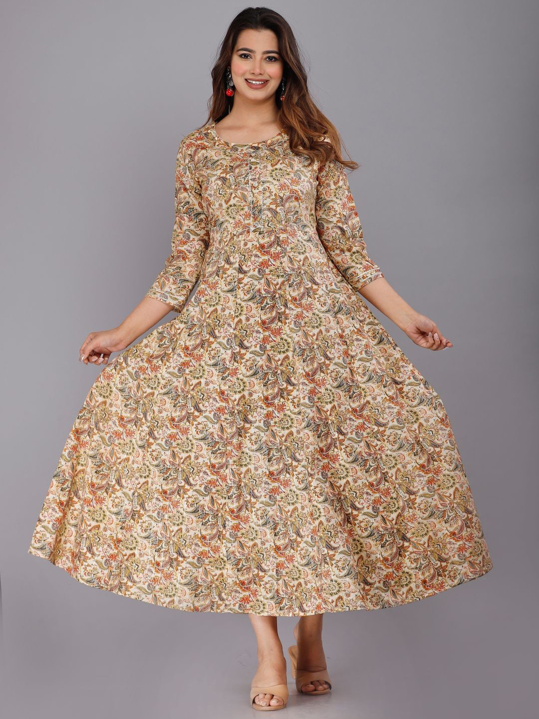 RANI PRINTS Ethnic Motifs Print Fit & Flare Maxi Ethnic Dress