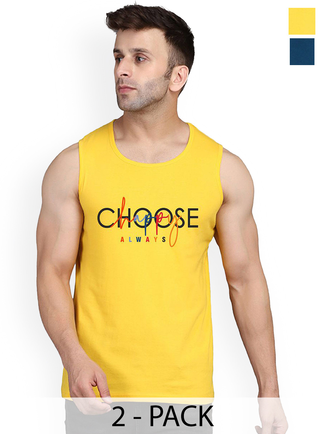 SLOWLORIS Men Pack Of 2 Printed Gym Vests