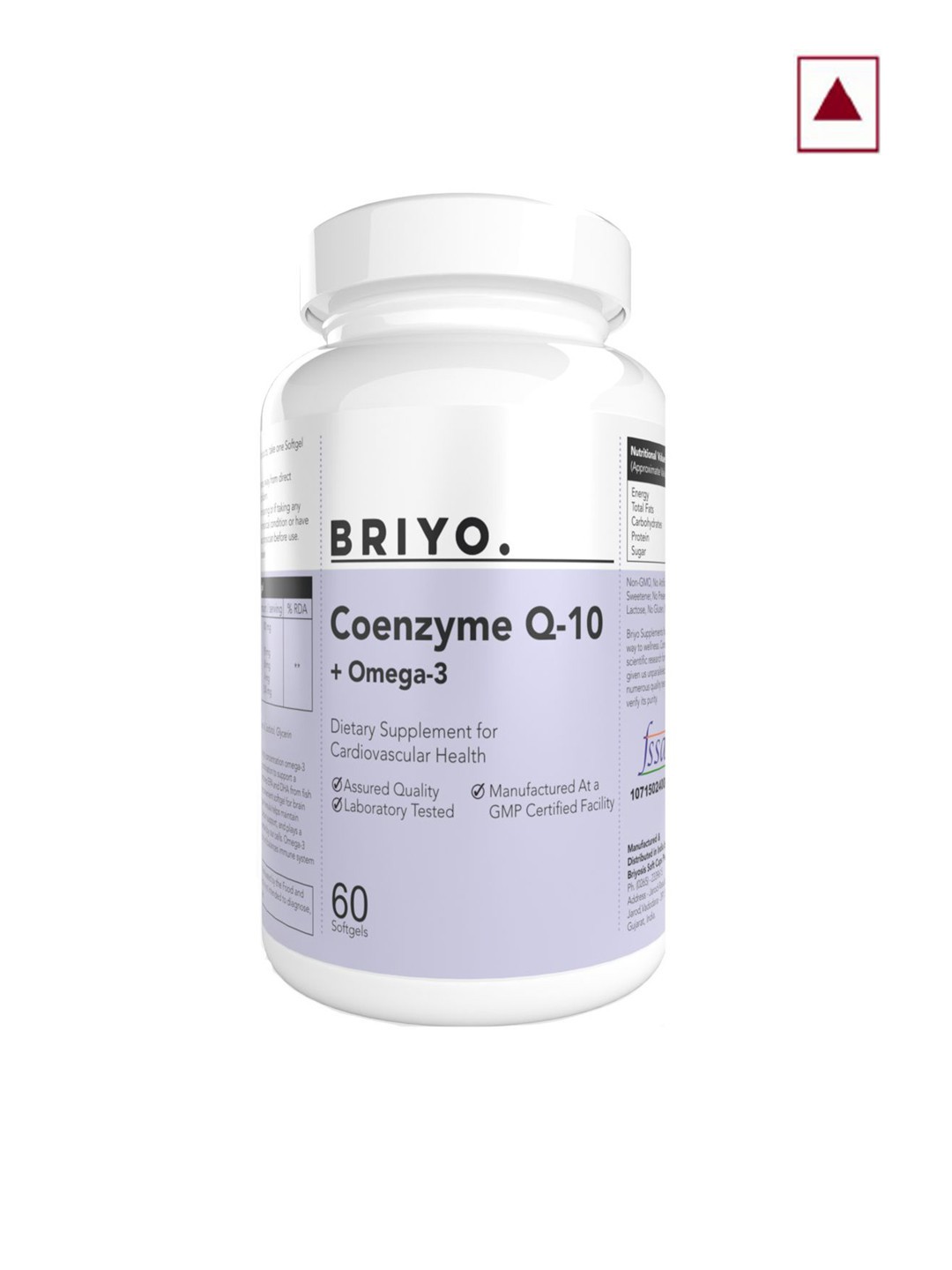 BRIYO CoenzymeQ10 Plus Omega 3 Soft Gel Capsules-60 Capsules