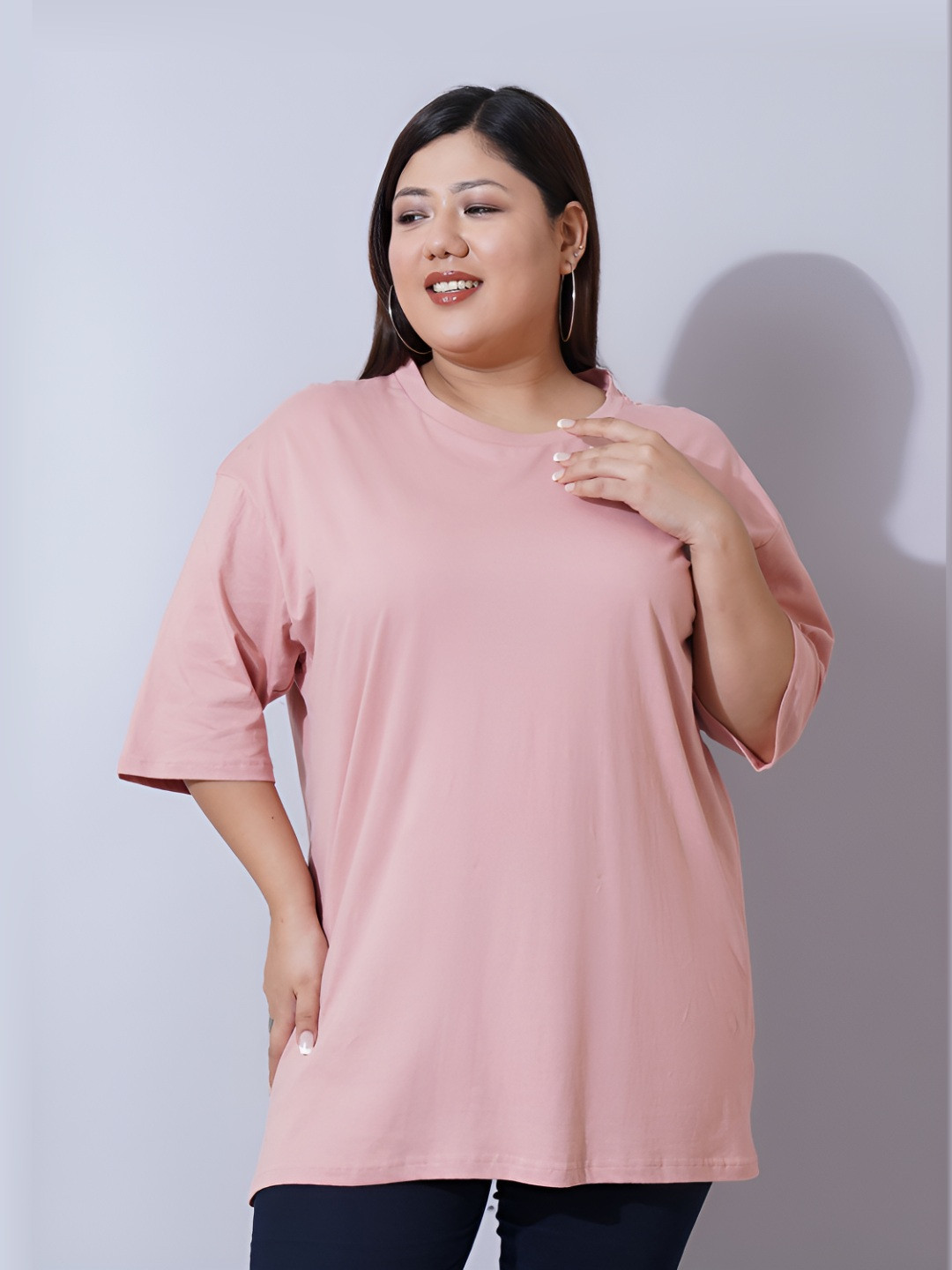 U&F Beyond Women V-Neck  Oversized T-shirt