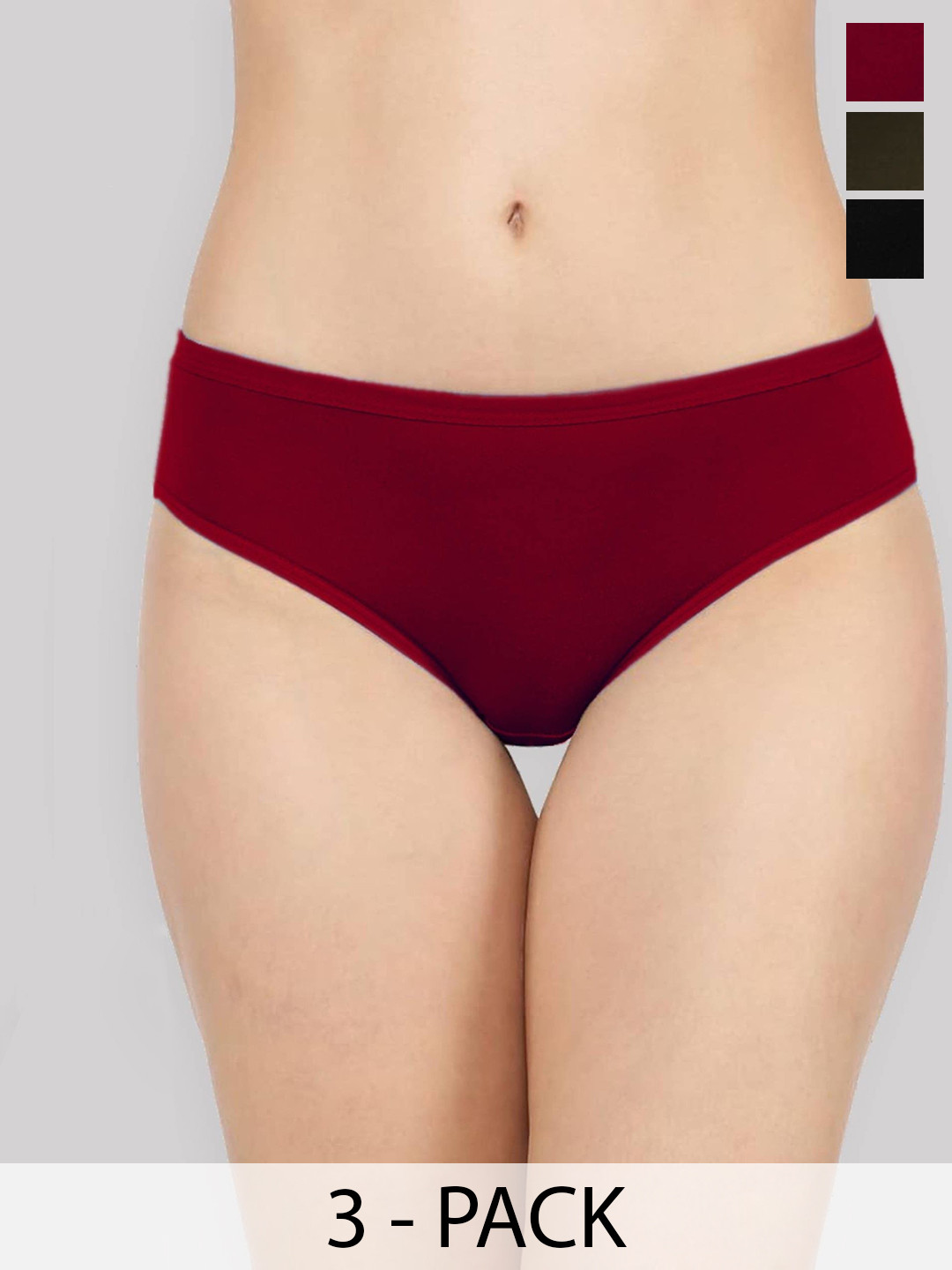 inner element Women Pack of 3 Mid Waist Hipster Briefs