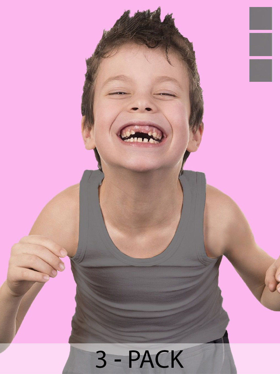 Heelium Boys Pack Of 3 Bamboo Innerwear Vests P3-VEST-9-10-GRE