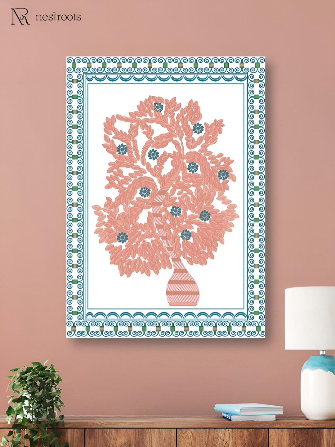 nestroots White Canvas Wall Rectangle Portrait Paintings Wall Art-48 x 16In