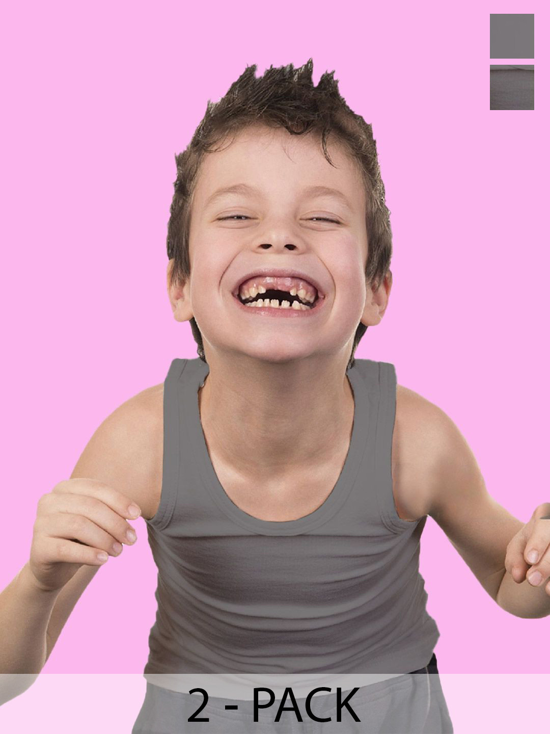 Heelium Boys Pack Of 2 Innerwear Vests P2-VEST-5-6-GRE