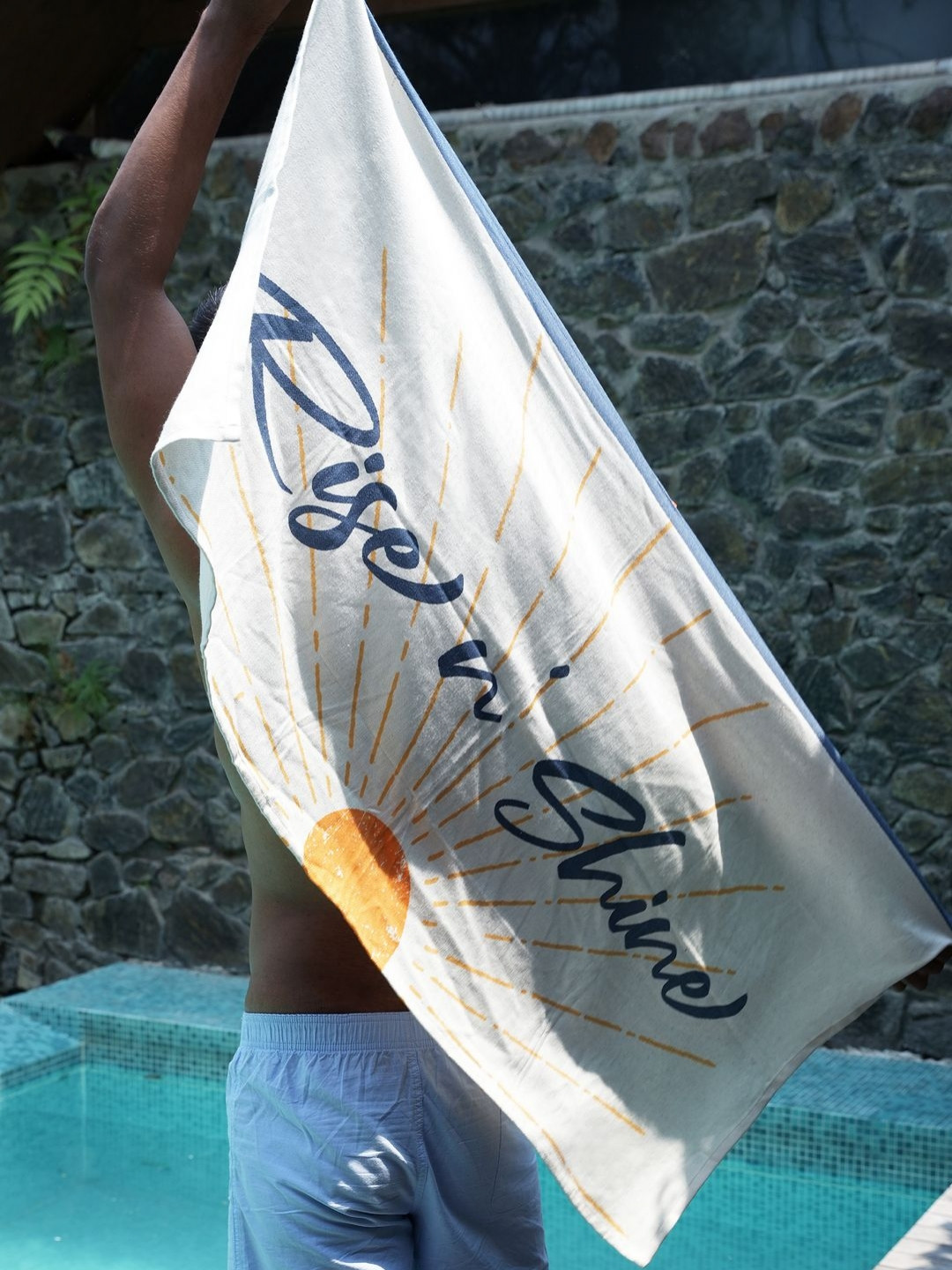 Thirsty Towel Cream-Coloured & Orange 1 Printed Bamboo 210 GSM Bath Towel