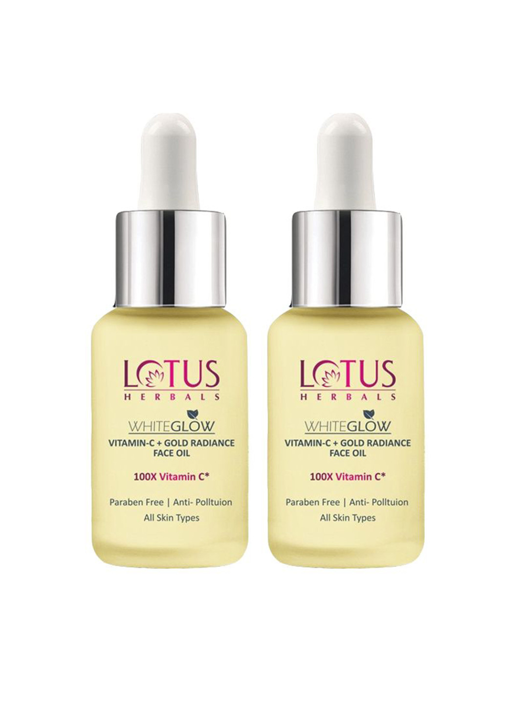 Lotus Herbals Pack Of 2 WhiteGlow Vitamin C and Gold Radiance Face OiL - 15ml Each