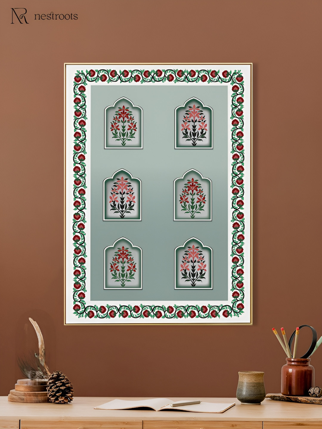 nestroots Green Canvas Wall Living Room Rectangle Paintings Wall Art -48.03 x 35.43In