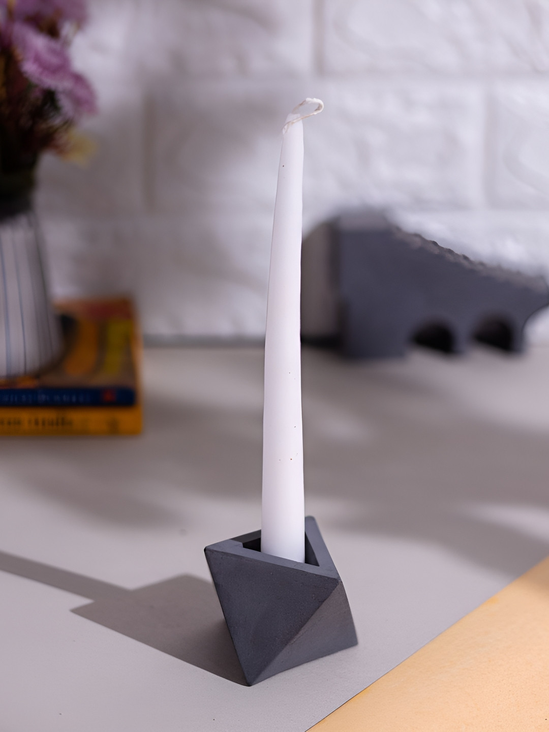 Greyt Grey Trident Faceted Stoneware Candle Holder