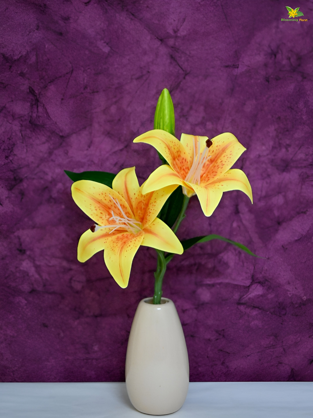 Blooming Floret Yellow 1 Pieces Artificial Flower With Pot