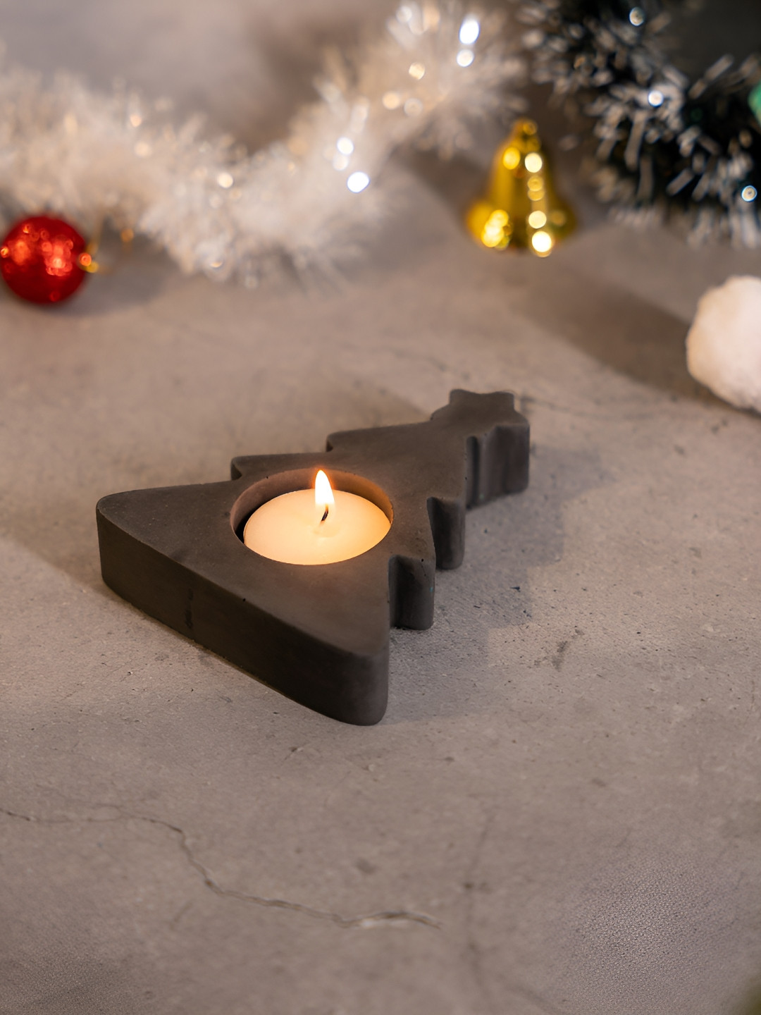 Greyt Dark Grey Textured Stoneware Candle Holder