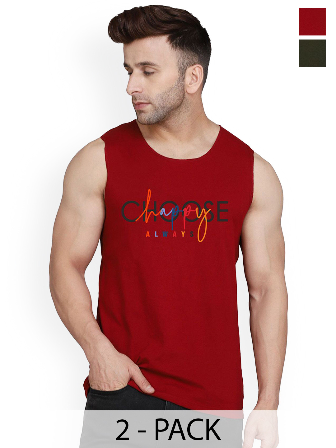 SLOWLORIS 2Pcs Coton Sleeveless Innerwear Gym Vests