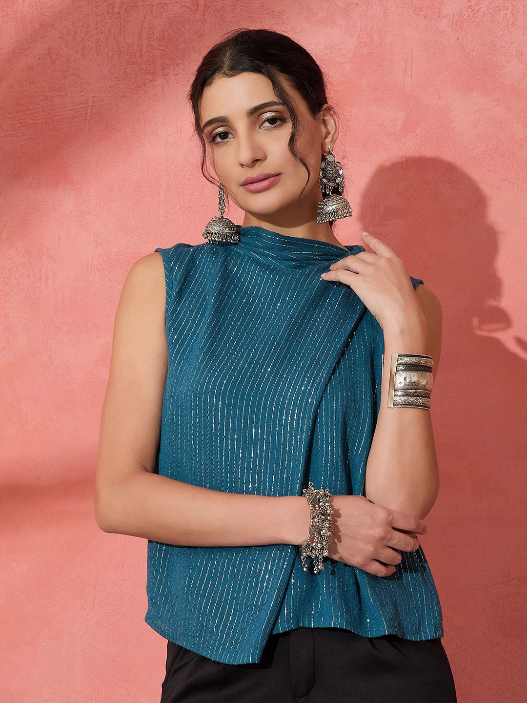 Buy InWeave Women Striped High Neck Top Tops for Women 30499785