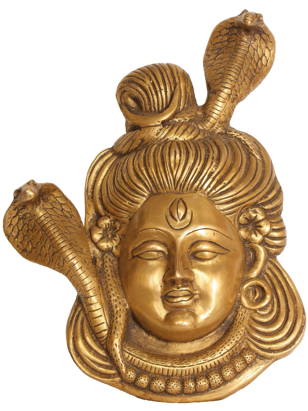 Exotic India Lord Shiva Wall Hanging Brass Antique Spiritual Wall Decor-15.5In