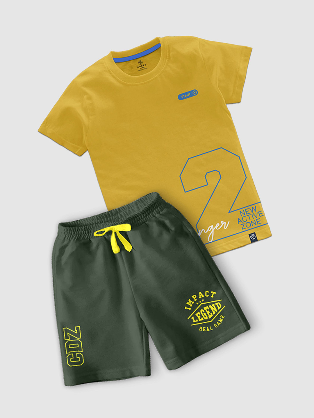 CODEZ Boys Printed Round Neck T-shirt With Shorts