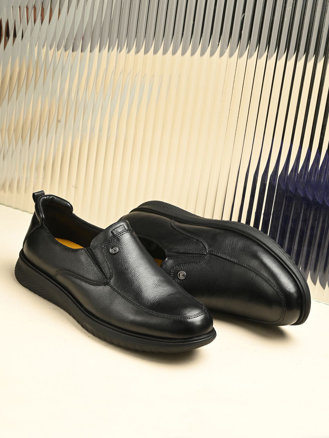MONDAIN Men Leather Slip-On Sneakers
