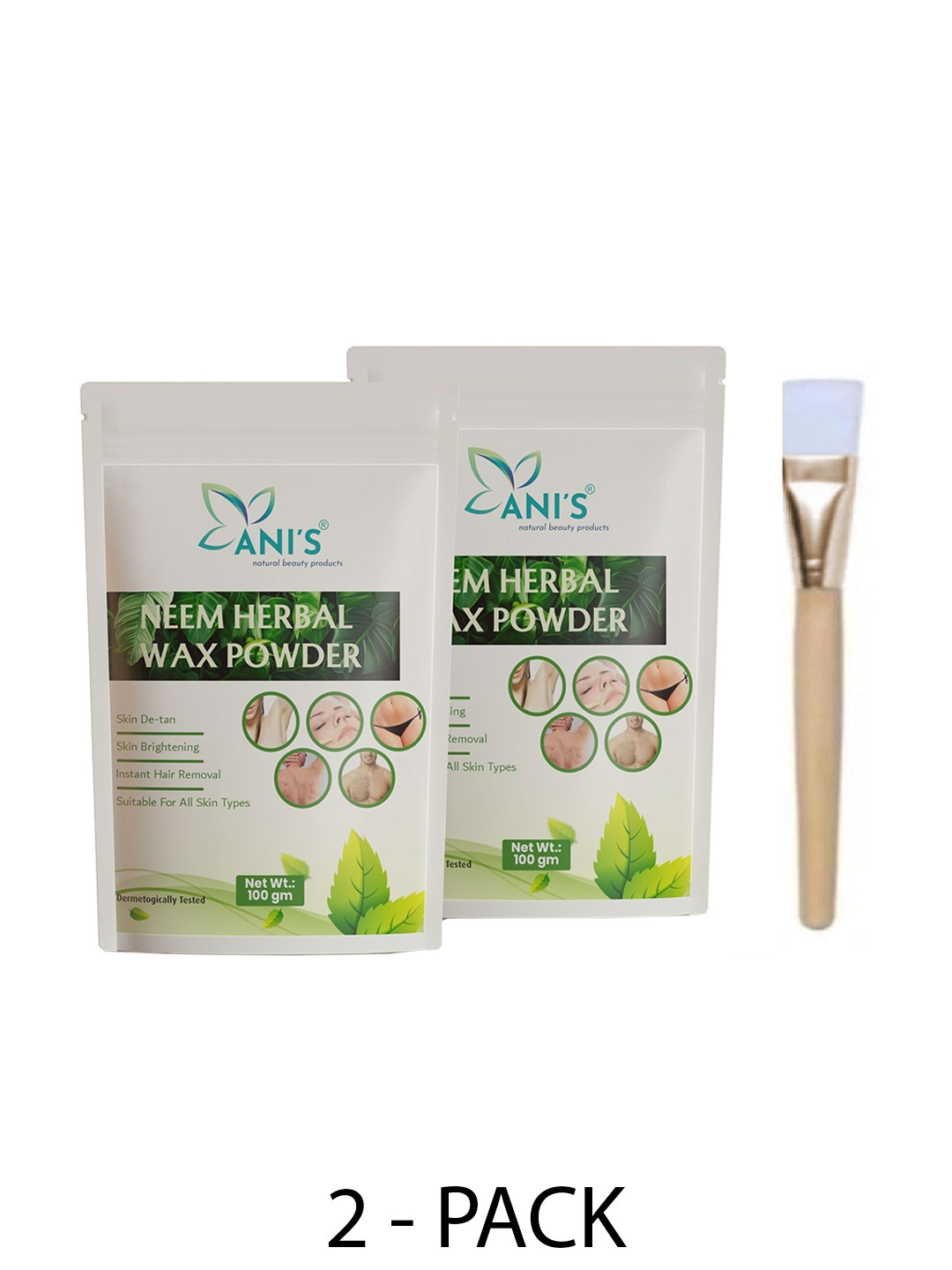 ANI'S Set Of 2 Neem Natural Waxing Powder For Instant Hair Removal - 100g Each
