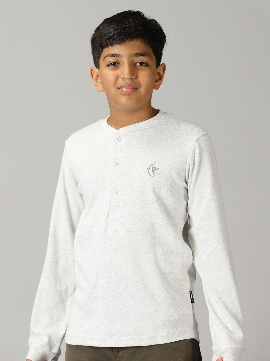 KiddoPanti Kids Polka Dot Henley Neck Extended Sleeves T-shirt